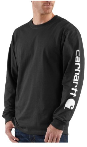 Carhartt Homme Signature Sleeve Logo Long-sleeve T-shirt T shirt, Noir, XXL EU