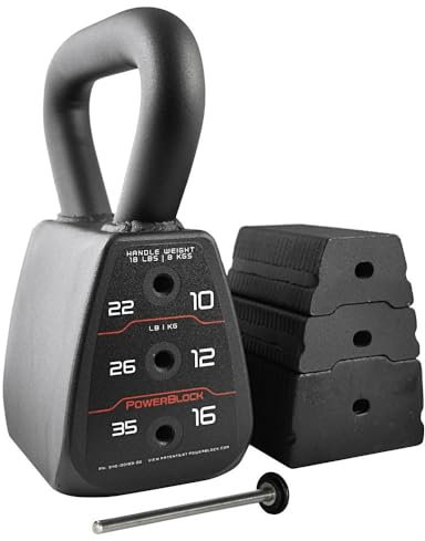 PowerBlock Adjustable Kettlebell Verstellbare Kettlebel, Schwarz, 15.9 kg