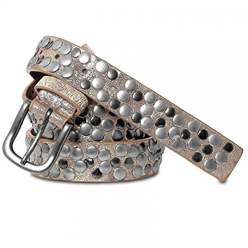 Caspar GU224 Damen Vintage Nietengürtel, Gürtelgröße:95, Farbe:metallic gold