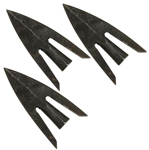 Armory Replicas Medieval Hunter Archer Companion Iron Broadtail Arrowhead – Durable Pack of 3 Arrowheads for Hunting and Target Practice