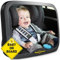 Royal Rascals Baby Car Mirror for Back Seat - Shatterproof Car Rear View Mirror w/360° Rotation, Adjustable Straps & Strong Mount, Essentials for Newborn Safety + Baby on Board Sign, Black