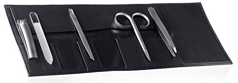 Rubis Juego de manicura de viaje – Travel Set Deluxe – Tijeras de uñas clásicas, cortaúñas, empujador de cutículas, lima de uñas de cristal y pinzas de cejas Classic