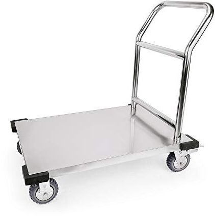 WAS 4428 000 Edelstahl Plattformwagen mit 4 Rollen, 91.5cm Länge, 51cm Breite, 95cm Höhe