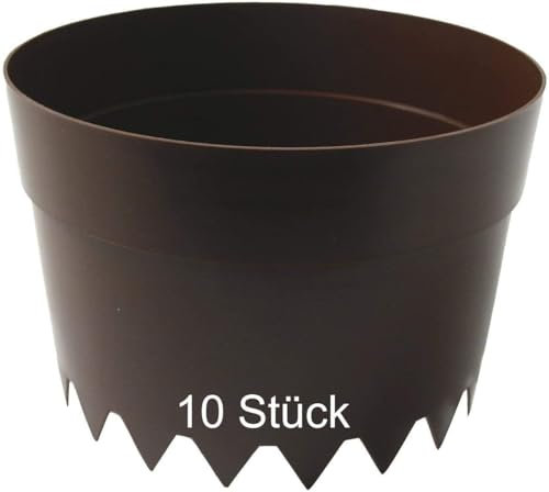 De-Plastik AQUARING 10-er Set | Ø 20 cm | Braun | Gießring | Bewässerungsring zur optimalen Bewässerung Ihrer Pflanzen | Pflanzring | Schädlingsschutz