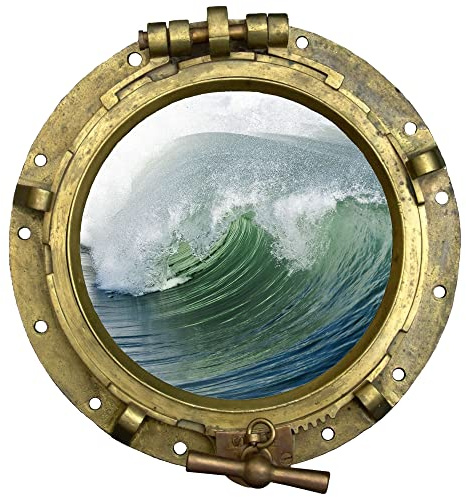 GRAZDesign Wandtattoo Bad Bullauge Welle Meer | Wandsticker Wandaufkleber Tür, Fliesenaufkleber Klebefolie Waschmaschine Fliesen | maritime Deko - 54x50cm
