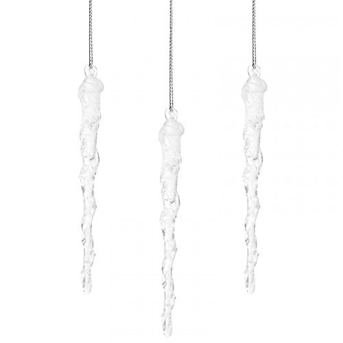 Sikora BS389 Eiszapfen Christbaumschmuck aus Glas 3er Set Weihanchtsbaum Anhänger Ornament - H: 15cm