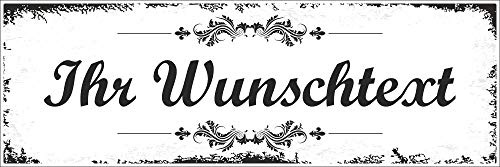 Holzschild Vintage personalisierbares mit Wunschtext 300 x 100 mm | 6 mm HDF-Holzplatte, brillanter UV-Direktdruck, dekorativer Vintage-Look, für den Innenbereich, Made in Germany