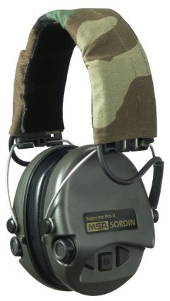 MSA Sordin Supreme Pro X | Casque Antibruit Tir Sportif | Protection Auditive avec Bandeau en Couleur Camouflage et Oreillettes Vert de Moussee | DIN en 352-1, en 352-4, en 352-6