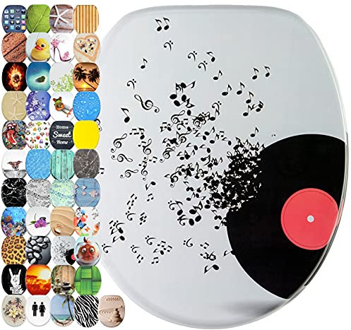 Sanilo WC Sitz mit Absenkautomatik, hochwertiger Toilettendeckel, einfache Montage, stabile Scharniere, Play Music