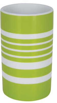 Spirella Tube Streifen Becher, grün, 7cm x 7cm x 11.5cm