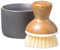 Full Circle Bubble Up - Set con cepillo lavavajillas de bambú y bol cerámico con muelle para espumar el líquido lavavajillas - Cepillo lavavajillas con mango ergonómico - Gris/Blanco