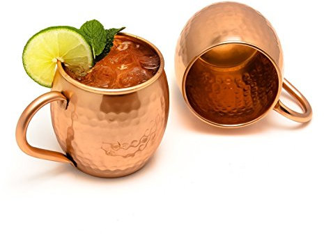 Zap Impex® Pure Copper Moscow Mule Barrel Cup, no Coating, Hammered Copper, Ideal for All Chilled Beverage Dazzling to Entertain and bar or Home, Large bar Gift Set of 2