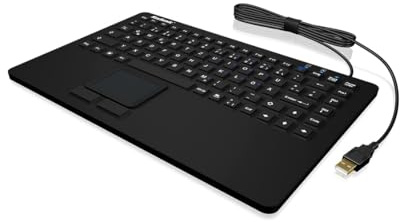 KeySonic KSK-5230INDE Iudustrietastatur Silikontastatur mit Touchpad deutsches Layout wasserdicht staubfest antimikrobisch IP68 NEMA 4X schwarz