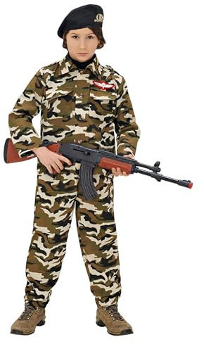 W WIDMANN MILANO Party Fashion - Costume da soldato per bambini, mimetico, uniforme, militare, costumi di carnevale