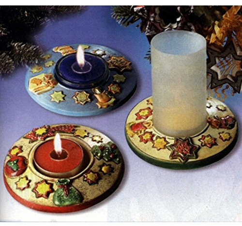 Stampo con 2 FORME PORTACANDELA Natale vigilia per colate di gesso ceramico
