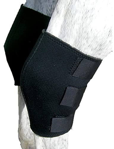Intrepid International Breathable Neoprene Hock Boots for Horses - Superior Support and Comfort for Equine Athletes - One Size Fits Most, Sold in Pairs, Black