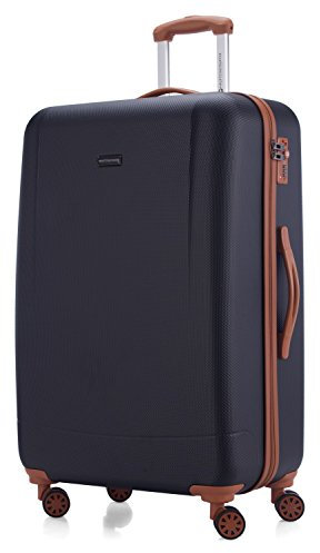HAUPTSTADTKOFFER - Wannsee - Hartschalenkoffer Koffer Trolley Rollkoffer Reisekoffer, TSA, 77 cm, 94 Liter, Dunkelblau/Braun