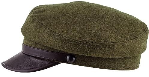 Sterkowski Maciejowka Model 4 Seemannsmütze| Wolle Schirmmütze für Herren und Frauen | Traditionelle Warm Elbsegler Kappe mit Lederschirm