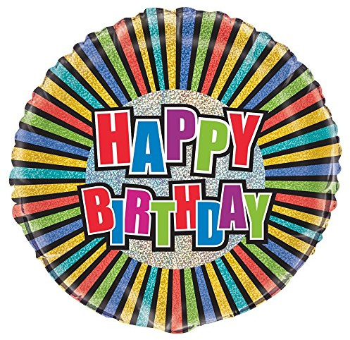 Unique Party-Globo foil cumpleaños Happy Birthday, multicolor, 45 cm (55511) , color/modelo surtido