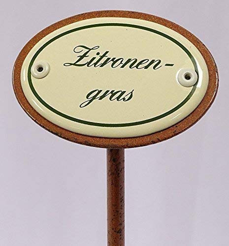 linoows Kräuterschild Kräuterstecker Emaille, Zitronengras, Erdspieß 25 cm