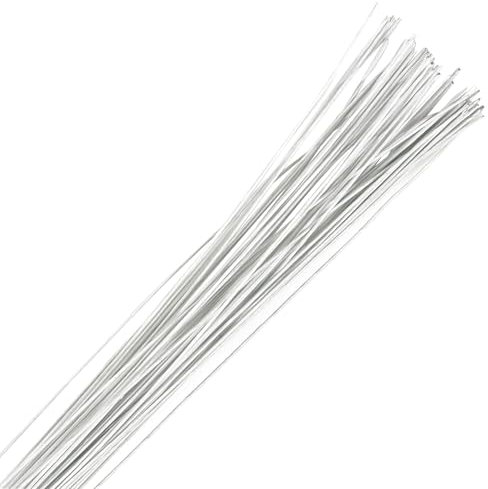 Culpitt 24 Gauge White Florist Wires, Paper Covered Wire For Cake Decorating, Sugar Flowers, Sprays, 36cm x 50 Pack