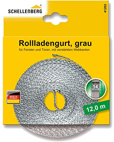 Schellenberg 41202 - Cinghia per tapparelle, 14 mm x 12 m, colore: Grigio