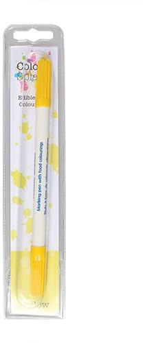 Colour Splash Edible Food Colouring Pen, Dual Tip Icing Pens, Food-Safe Paint Markers for Writing Messages & Drawing on Cakes & Cupcakes, Colourful & Easy to Use - Yellow 2ml, 75145