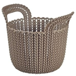 Curver 226398 Deko Korb rund Strick Kunststoff braun 23 x 19 x 18,5 cm 3 l