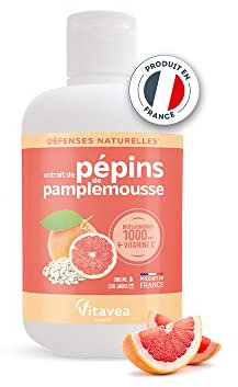 Vitavea - Extrait de Pépins de Pamplemousse 200 ml + Vitamine C - Booste les défenses naturelles - Forte concentration en bioflavonoïdes - Immunité - 200 jours - Fabriqué en France