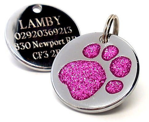 25mm Pink Durable Dog Bone ID Disc Tag