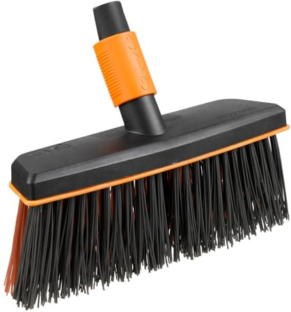 Fiskars Scopa a doppie setole, Testa della scopa, Larghezza: 26 cm, Setole in plastica, Nero/Arancione, QuikFit, 1001417