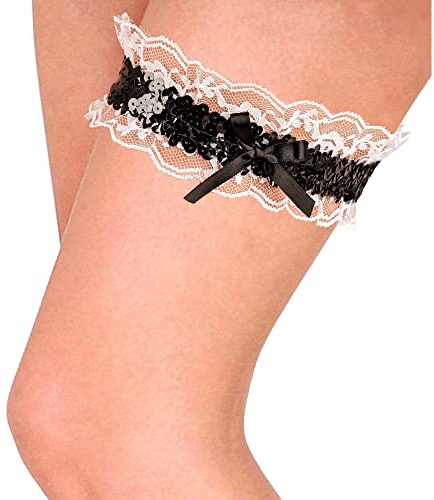 W WIDMANN MILANO Party Fashion 8086G - Retro Strumpfband aus Pailletten, Zimmermädchen, JGA