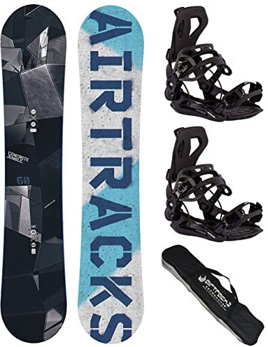 AIRTRACKS Snowboard Set - Tabla Jungle 150 - Fijaciones Master M - SB Bag