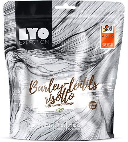 LYOFOOD Raupen-Linsen-Risotto mit Avocado-Mousse 500g | Gefriergetrocknetes Laktosefreies Essen 2 Go Camping Wandern Verpflegung Nahrung Vegan Notfall Lebensmittel für Unterwegs Bundeswehr Haltbar
