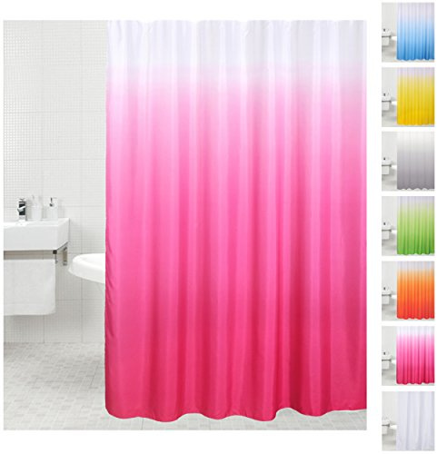 Sanilo Duschvorhang, viele einfarbige Duschvorhänge zur Auswahl, hochwertige Qualität, inkl. 12 Ringe, wasserdicht, Anti-Schimmel-Effekt (180 x 200 cm, Pink)