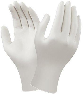 Ansell VersaTouch 92-220 Disposable Nitrile Gloves with Textured Fingertips, Powder-Free and Food Certified, Multipurpose Professional Gloves, Industrial Safety, White, Size L (100 Gloves)
