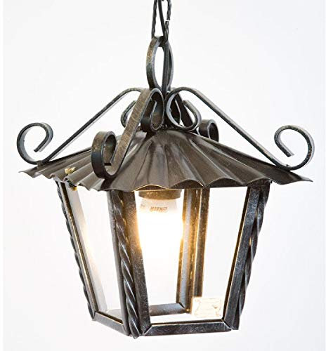 Lanterna in ferro battuto modello RUSTICO quadrato 21 cm con catena ALTA QUALITA'