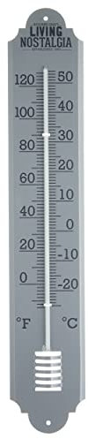 KitchenCraft Living Nostalgia Thermometer, Rustic Wall Mounted Outdoor Temperature Gauge for Garden, Conservatory or Shed/Garage, 5cm - Grey