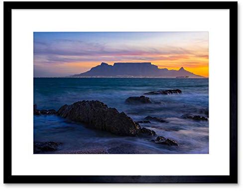 PHOTO COMPOSITION ATMOSPHERIC TABLE MOUNTAIN SOUTH AFRICA FRAMED PRINT B12X8568