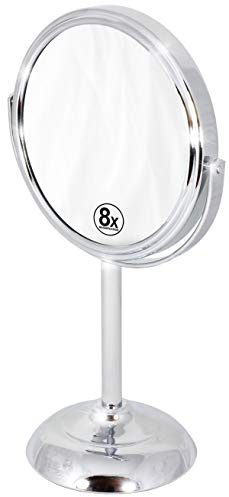 Deco Brothers Vanity Mirror with Stand 6-Inch Double Sided, 8X Magnification, Chrome