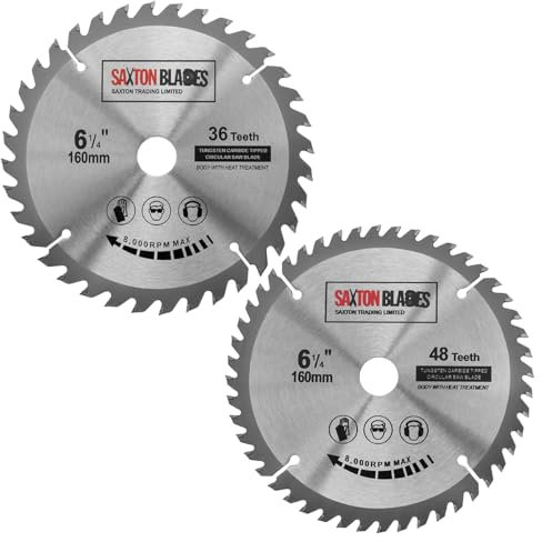 Saxton TCT Kreissägeblatt, 160 x 20 mm, 36 & 48 Zähne, für Festool TS55, Bosch, Makita Dewalt Pack A