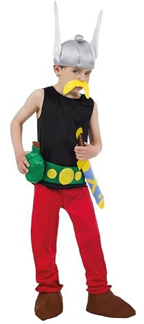 Chaks - Asterix Kostüm Kinder, Karneval und Comic Con | Offizielles Asterix Outfit, 9-teiliges Gallier Set mit Kostüm, Helm, Schwert, Bart und Überschuhen