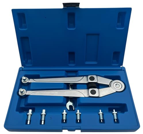Alkan Stirnlochschlüssel Satz verstellbar Ø 2,5-9 mm CV-Stahl | Verstellbarer Zweilochmutterndreher mit 4 Zapfenpaaren, Ø 2,5-9 mm, für Zahnriemen, Montage & Feinmechanik