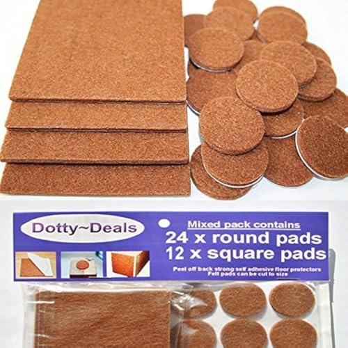 Furniture Pads Floor Protectors - 12 Square 24 Round Pack Felt Pads for Chair Legs Premium Furniture Felt Pads for Furniture Feet Floor Protector Pads Self Adhesive