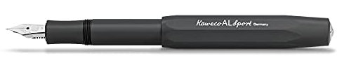 Kaweco AL SPORT Füllhalter Black I Premium Aluminium Füllfederhalter für Tintenpatronen mit hochwertiger Stahlfeder I Füllfederhalter 13 cm I Füller in Schwarz I Federbreite: M (Medium)
