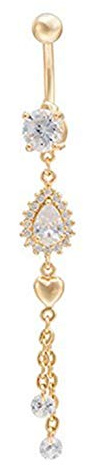 Sexy Waterdrop Zircon Dangle Navel Belly Button Ring Body Piercing Jewellery