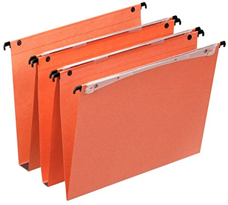 Esselte Doppie Cartelle Sospese Verticali, A4, Base A V, Confezione Da 25, Arancione