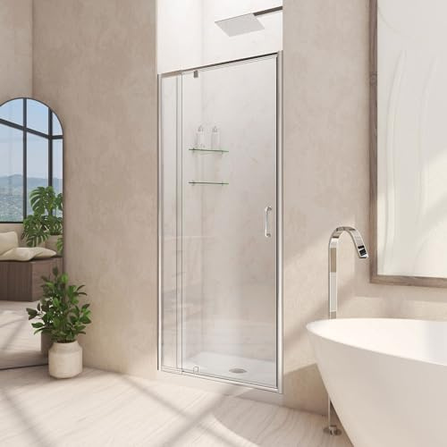 DreamLine Flex 28 - 32 inch W x 72 inch H Semi-Frameless Pivot Shower Door in Chrome