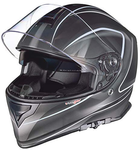 RT-824 Integralhelm Motorradhelm Kinderhelm Motorrad Integral Roller Helm rueger, Farbe:LNP-GY, Größe:61-62