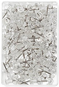 Wedo 54249 Pinnwandnadeln, Diabolo-Form, glasklar, 100 Stück in Klarsichtdose (2 Dosen)